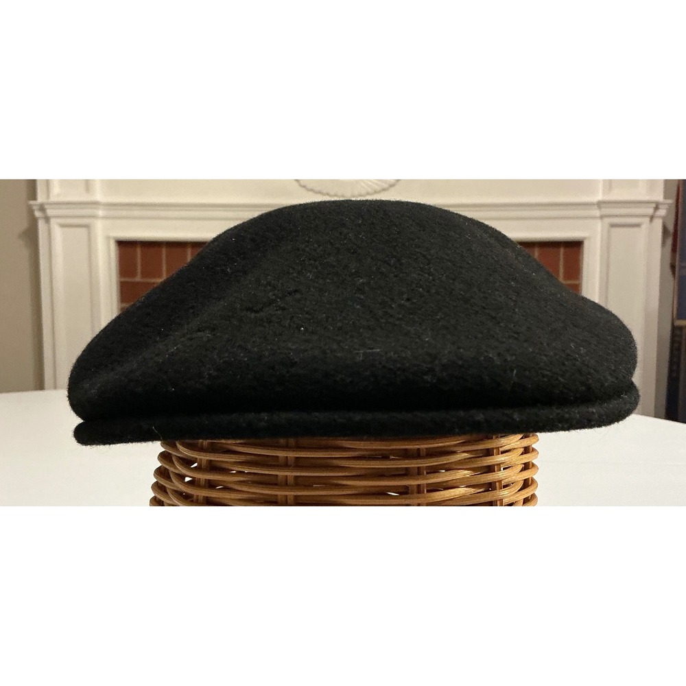 VTG Kangol 504 Flat Cap Hat Mens Large Black Pure New Wool Streetwear Classic